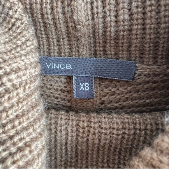 Vince Wool Alpaca Blend Oversized Turtleneck Ribbed Sweater in Camel Tan - Picture 3 of 10